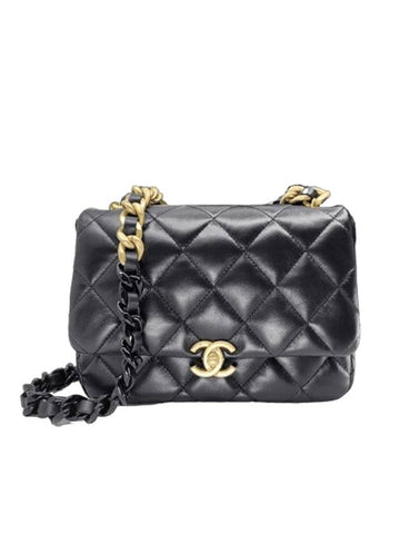 CC Quilted Flap Chain Small Leather Cross Bag Black Chanel