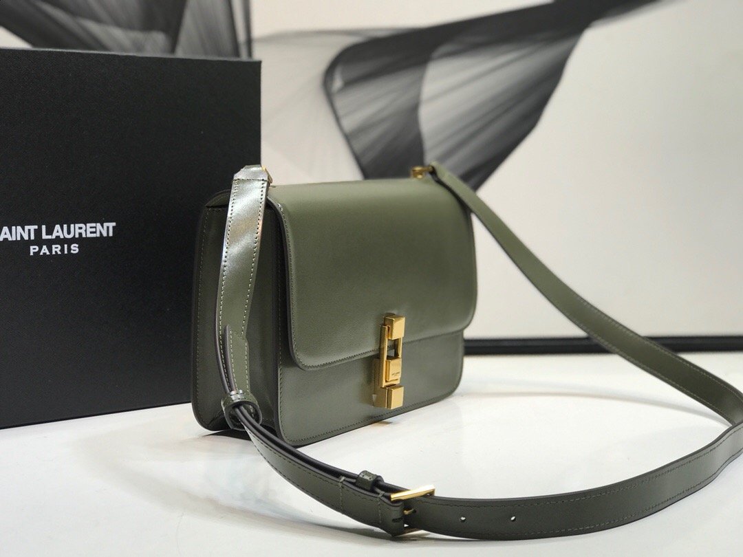 Yves Saint Laurent Le Carre Satchel In Box Dark Green