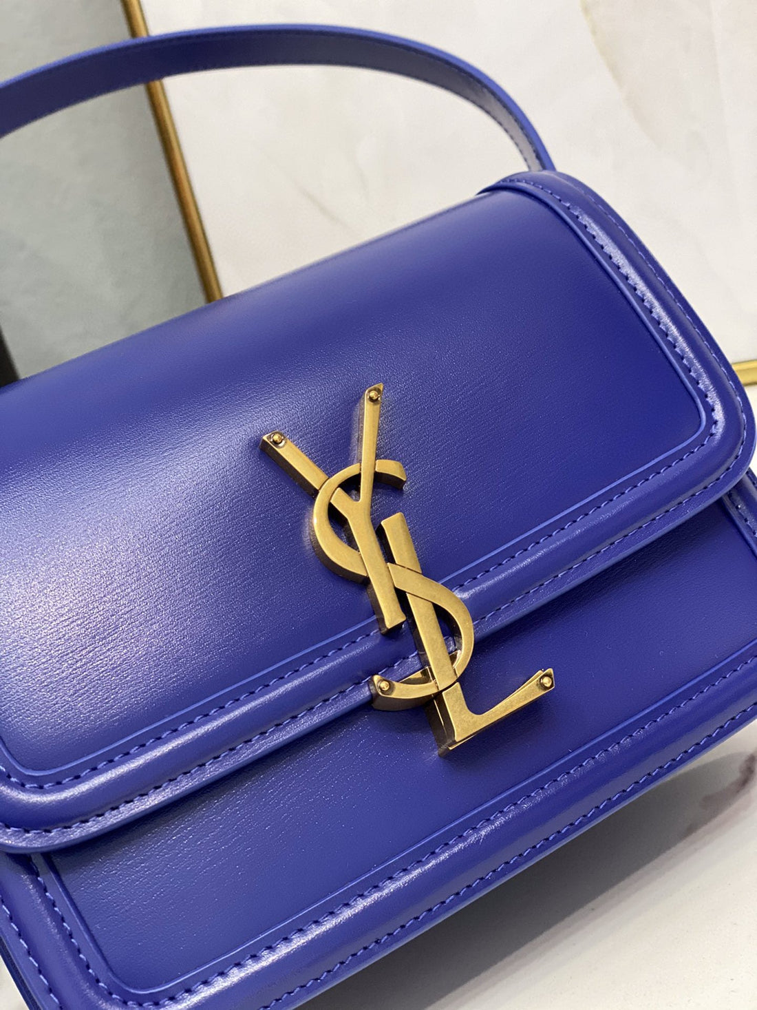 Yves Saint Laurent Solferino Small Satchel In Box Navy Blue