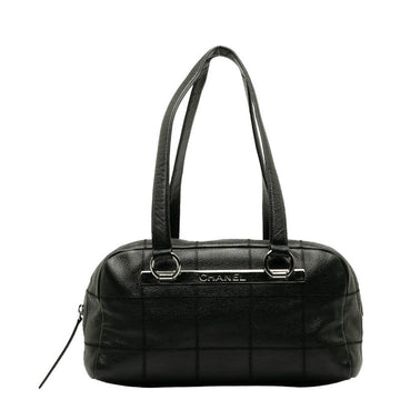 New 1:1 Rep Top Quality Chanel Chocolate Bar Logo  Mini Boston Bag Handbag Black Canvas  CHANEL