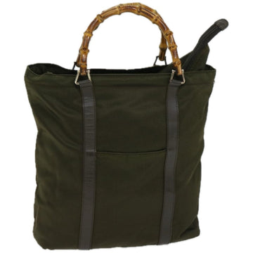 Gucci Bamboo Khaki Synthetic Handbag