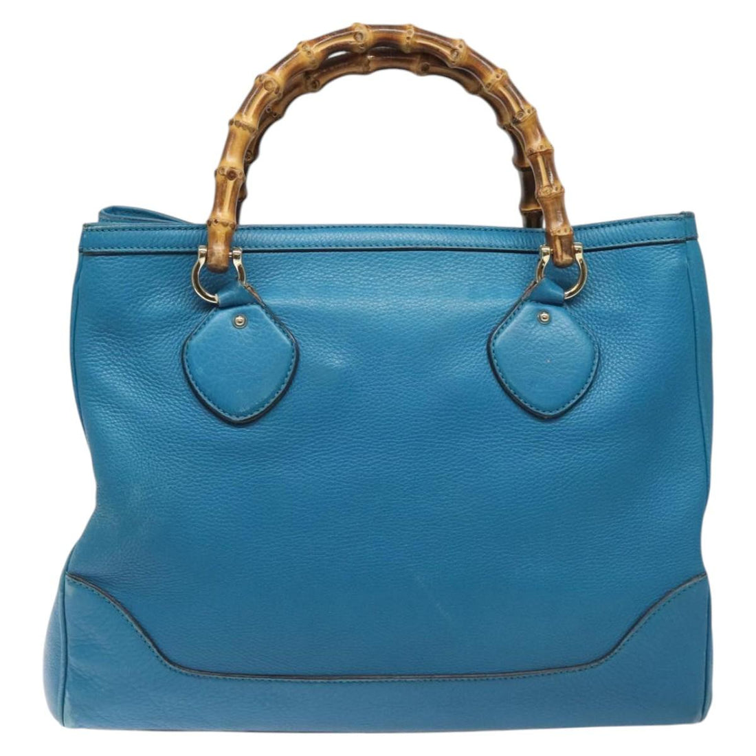 Gucci Bamboo Blue Leather Handbag
