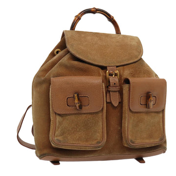 Gucci Bamboo Brown Suede Backpack Bag