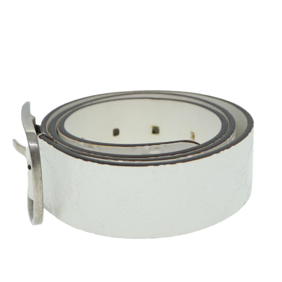 Gucci Micro Guccissima White Leather Belt