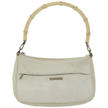 Gucci Bamboo White Leather Handbag
