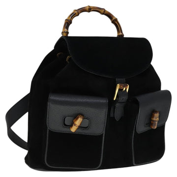 Gucci Bamboo Black Suede Backpack Bag