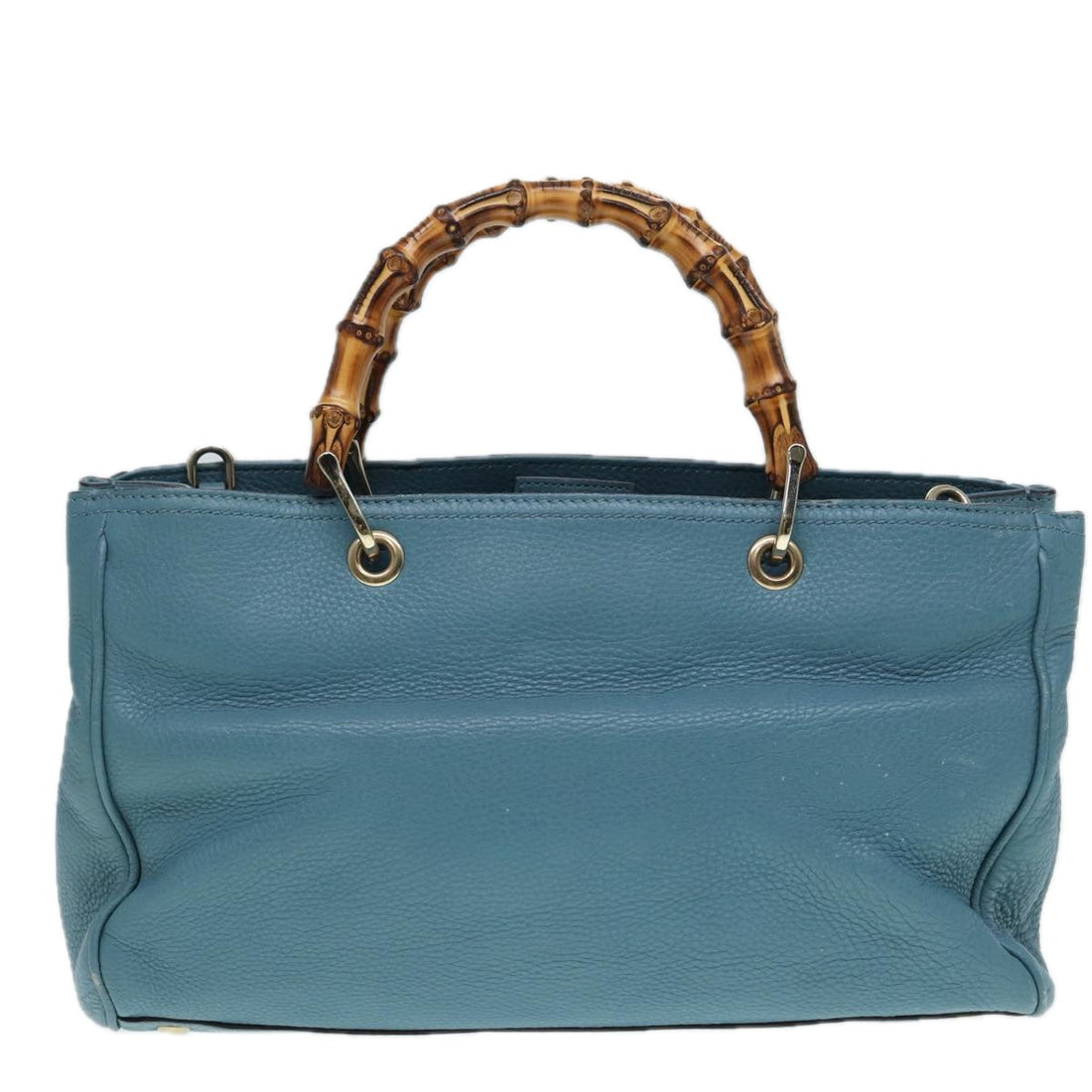 Gucci Bamboo Blue Leather Handbag