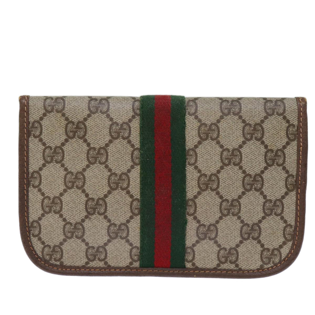 Gucci Sherry Beige Leather Clutch Bag