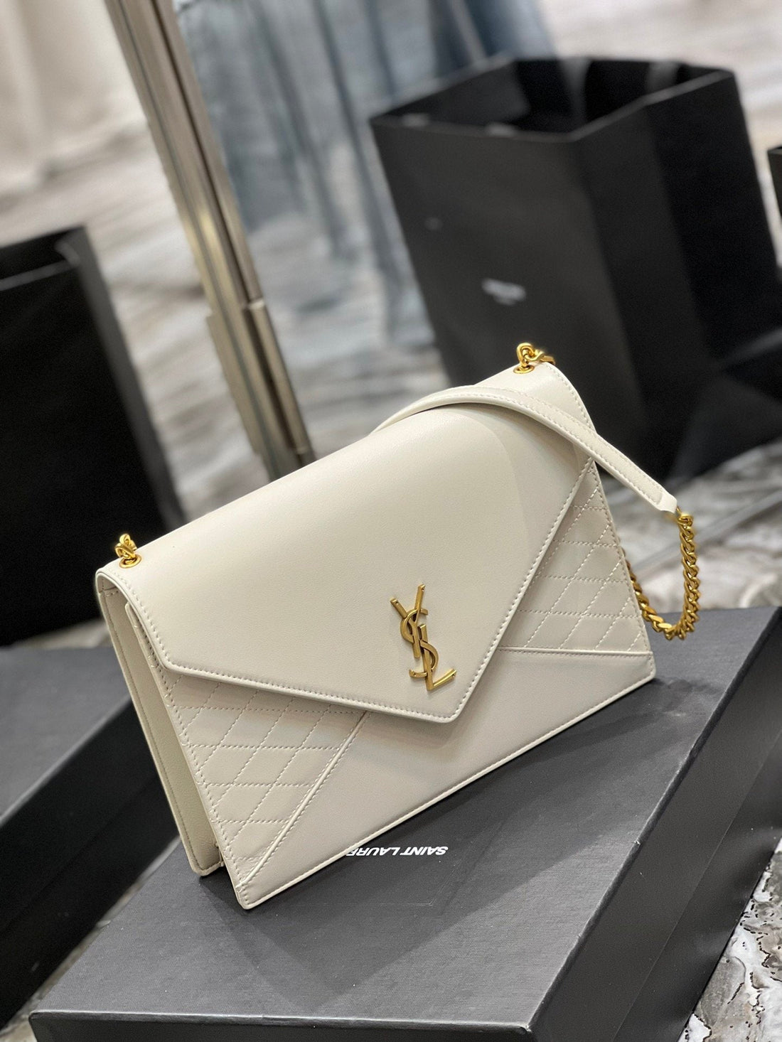 Yves Saint Laurent Gaby Chain Bag White With