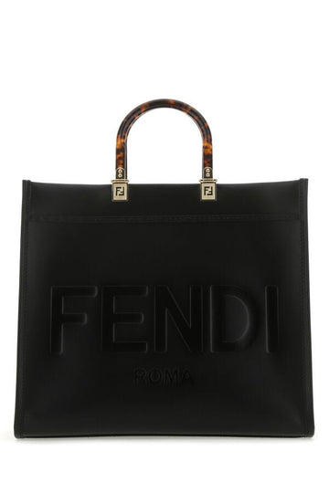 Fendi Woman Black Leather Medium Sunshine Shopping Bag