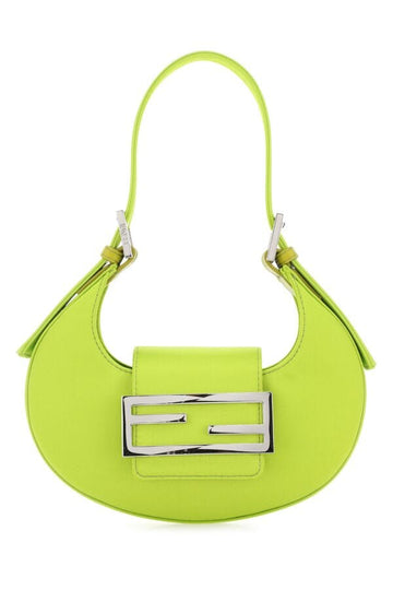 Fendi Woman Acid Green Leather Mini Fendi Cookie Handbag