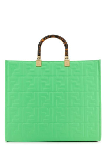 Fendi Woman Fluo Green Leather Medium Sunshine Shopping Bag