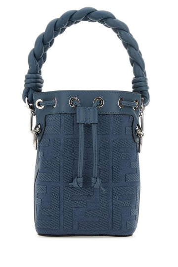 Fendi Woman Embroidered Fabric And Leather Mini Mon Tresor Bucket Bag