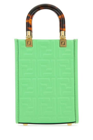 Fendi Woman Green Leather Mini Sunshine Handbag