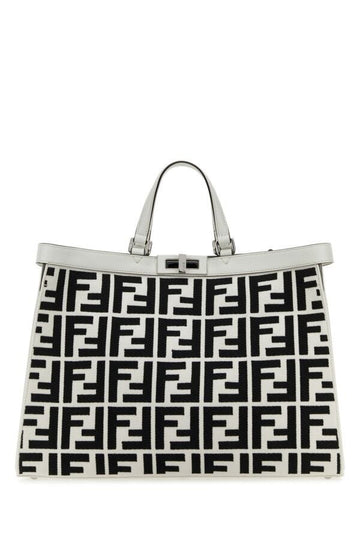 Fendi Woman Embroidered Fabric X-Tote Shopping Bag