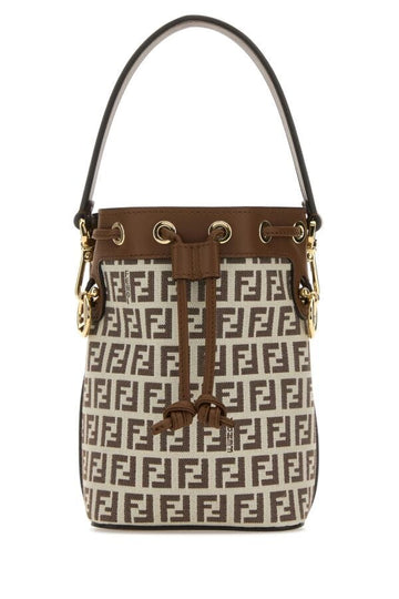 Fendi Woman Embroidered Fabric And Leather Mini Mon Tresor Bucket Bag