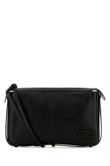 Fendi Woman Black Leather Medium Simply Fendi Shoulder Bag
