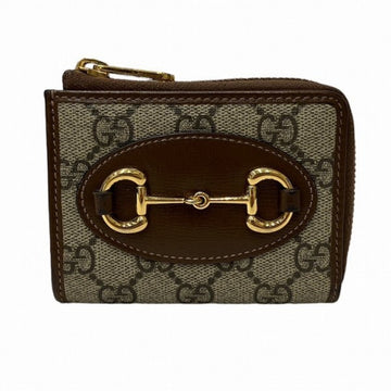 Gucci Beige Brown Leather Gg Supreme Coin Purse/Coin Case