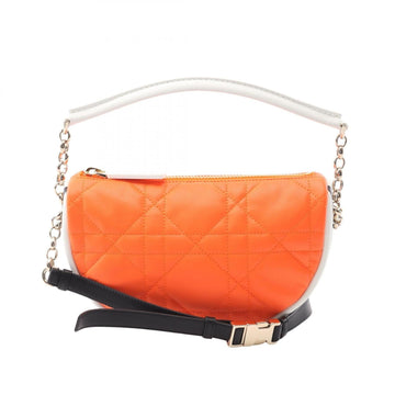 Christian Dior Orange White Leather Shoulder Bag ()