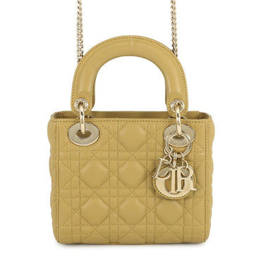 Christian Dior Lady Dior Olive Leather Handbag ()
