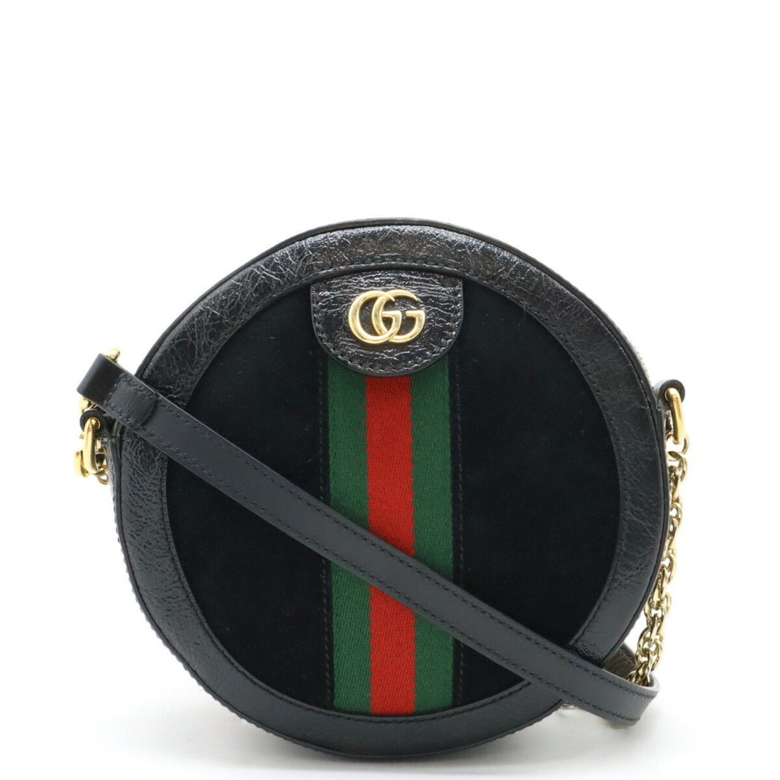Gucci Gg Marmont Black Green Red Color Suede Patent Leather Pochette Shoulder Bag