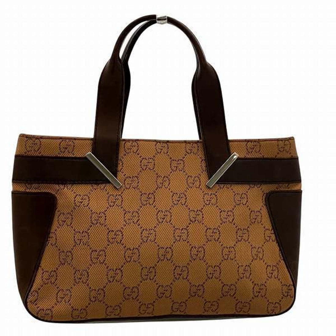 Gucci Gg Canvas Brown Canvas Leather Handbag