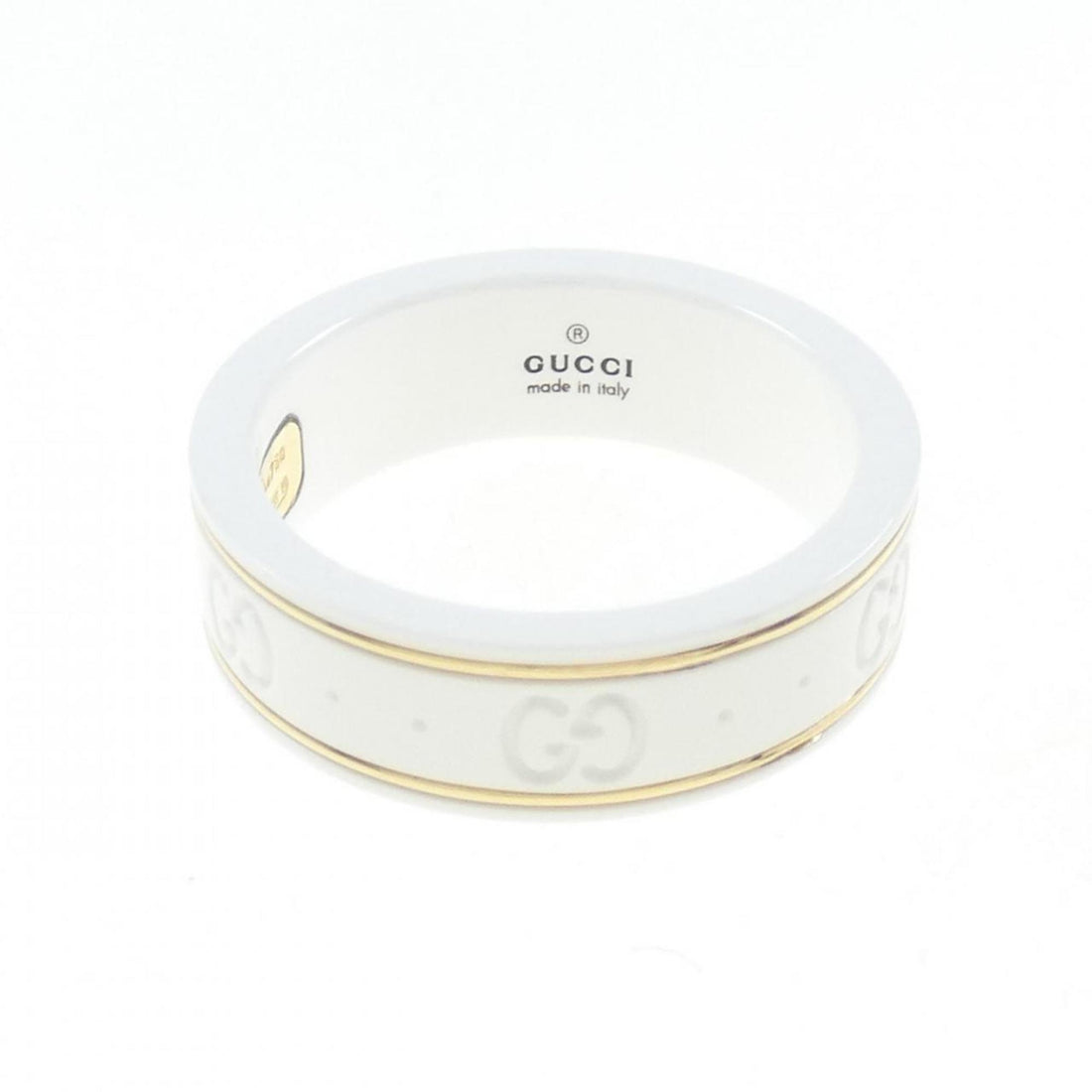 Gucci White Yellow Gold Ceramic Yellow Gold (18K) Band Ring
