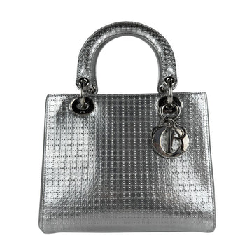 Christian Dior Silver Leather Handbag Shoulder Bag ()