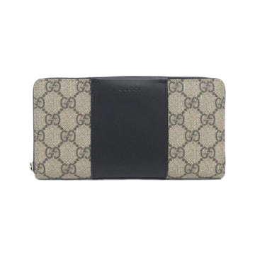 Gucci Beige Black Gg Supreme Leather Long Wallet (Bi-Fold)