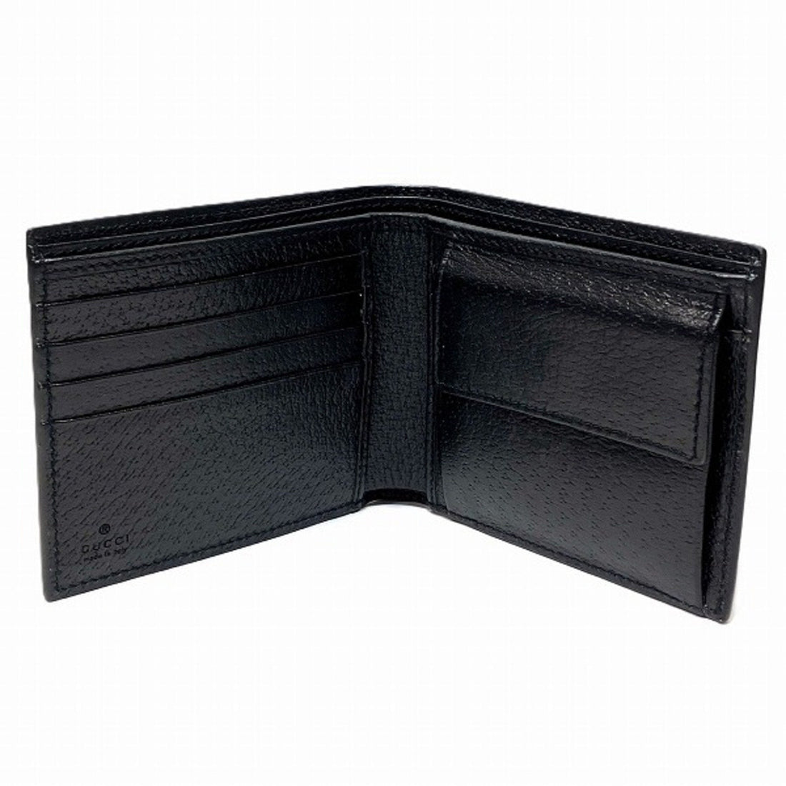 Gucci Black Blue Leather Nylon Wallet (Tri-Fold)