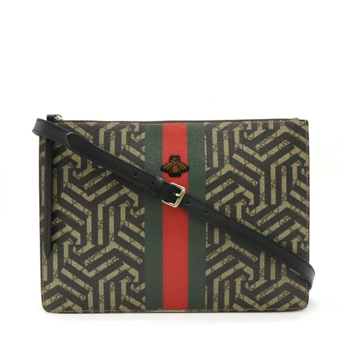 Gucci Beige Black Green Khaki Red Color Gg Supreme Clutch Bag Shoulder Bag