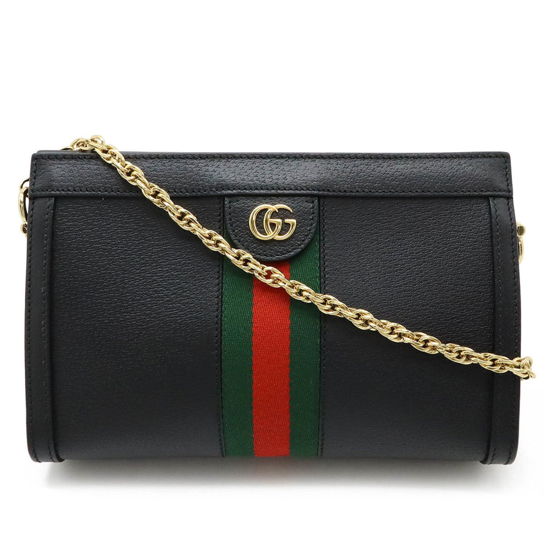 Gucci Black Green Red Color Leather Shoulder Bag