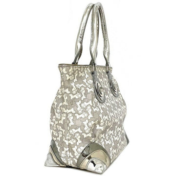Celine Tote Bag Gray Silver White Salky PVC Leather Celine Carriage Horse Women's Metallic