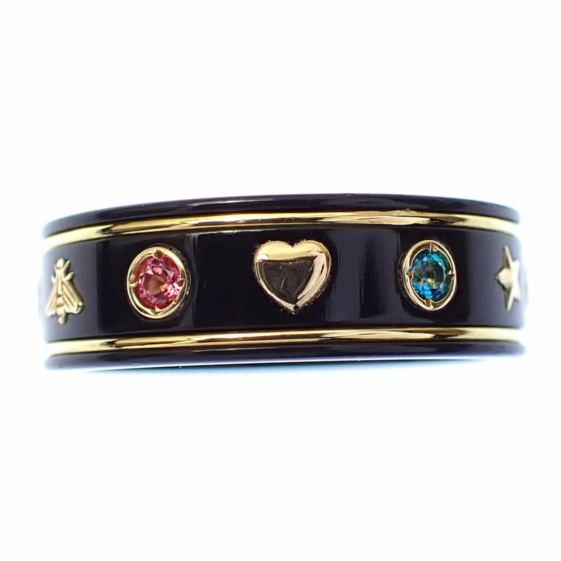 Gucci Icon Black Yellow Metal Band Ring