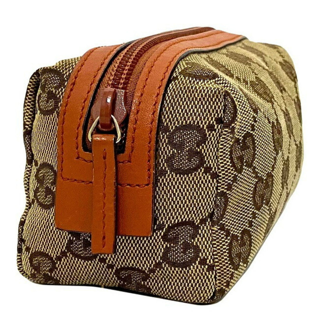 Gucci Pouch Beige Orange GG Canvas 29596 Leather GUCCI Ladies