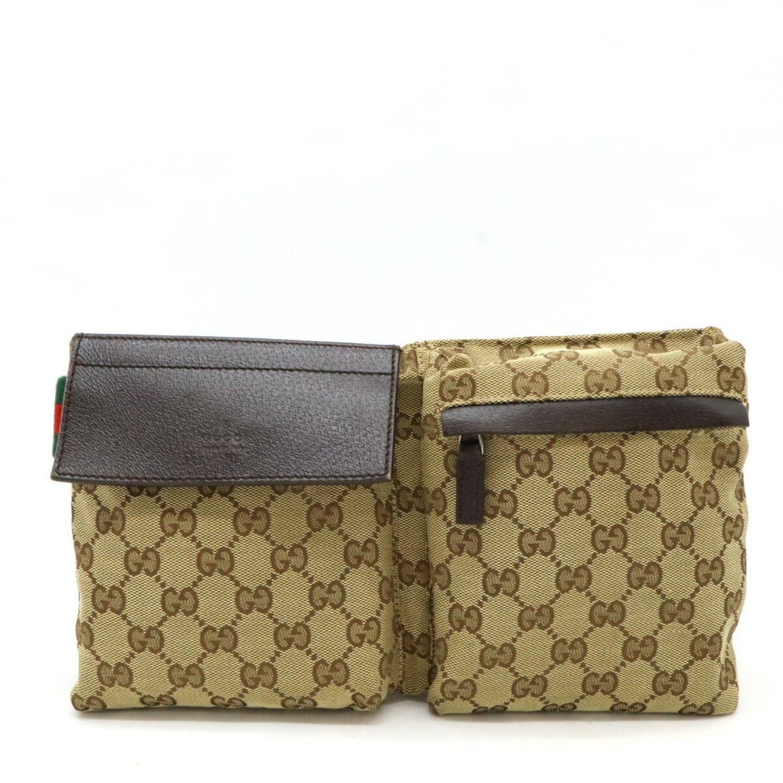 Gucci Beige Dark Brown Khaki Canvas Leather Sling Bag