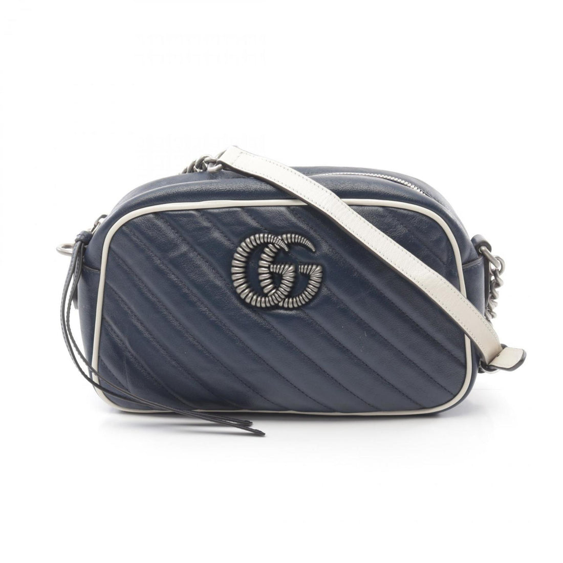 Gucci Blue White Leather Shoulder Bag