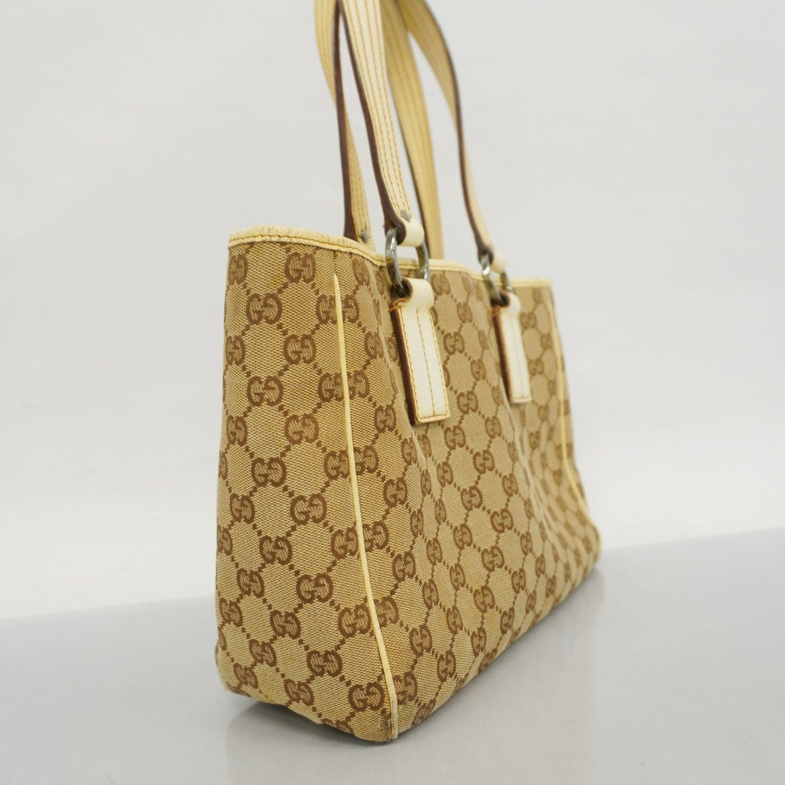 Gucci Brown Ivory Canvas Tote Bag