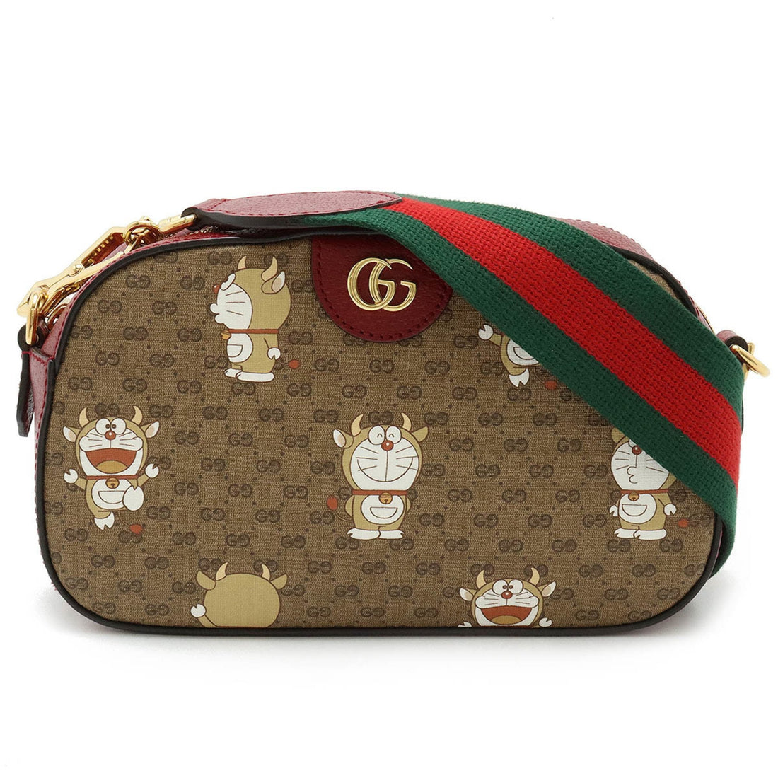 Gucci Bordeaux Brown Green Red Color Gg Supreme Leather Pochette Shoulder Bag