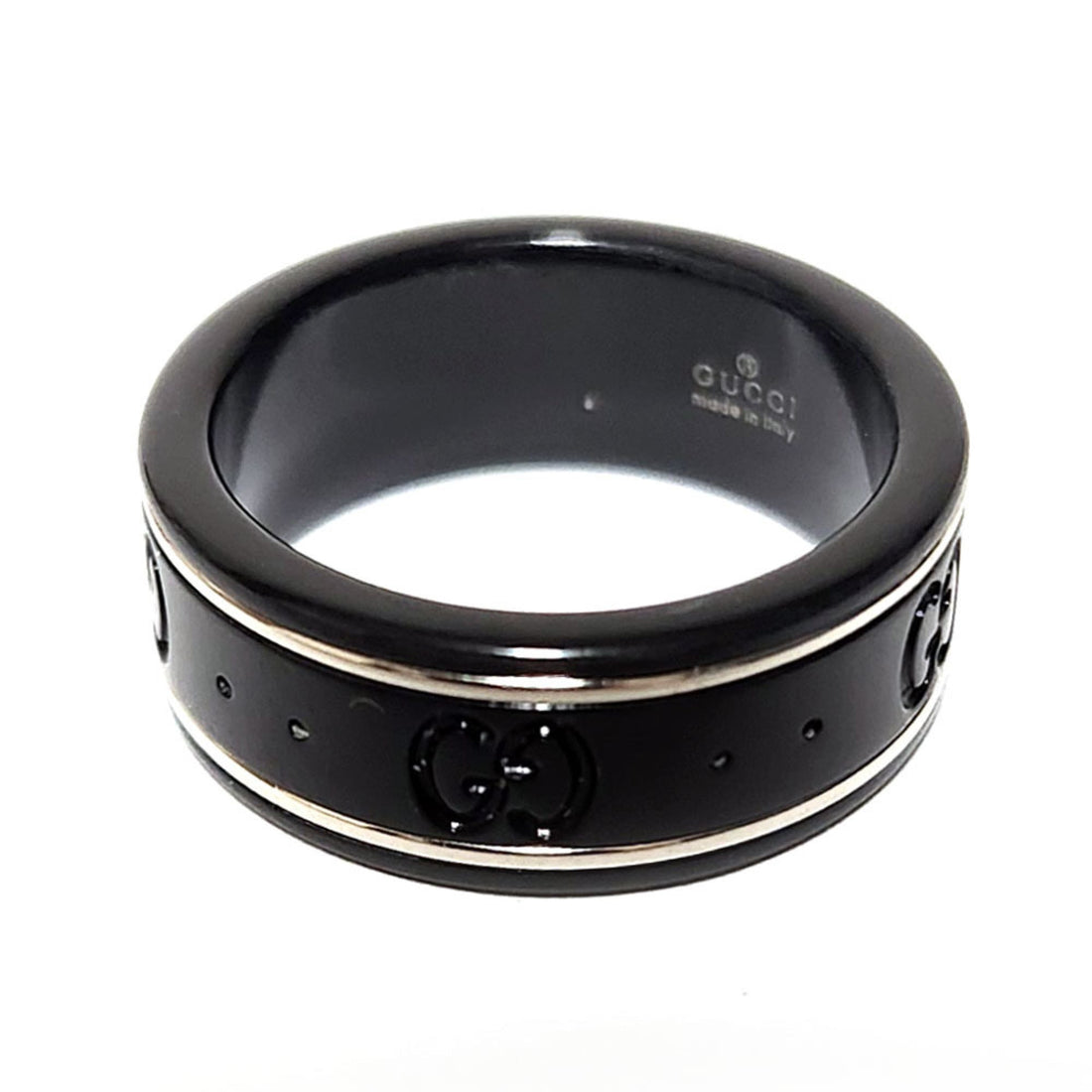 Gucci Black Silver White Gold (18K) Band Ring
