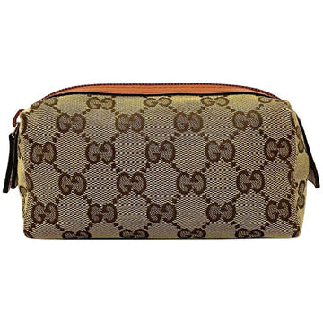 Gucci Pouch Beige Orange GG Canvas 29596 Leather GUCCI Ladies