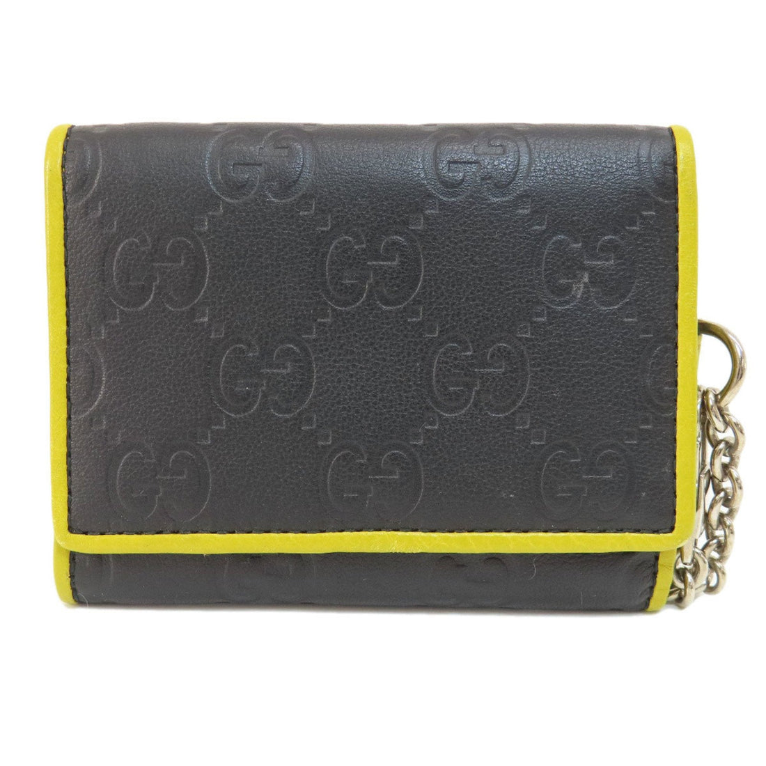 Gucci Black Yellow Leather Wallet (Bi-Fold)
