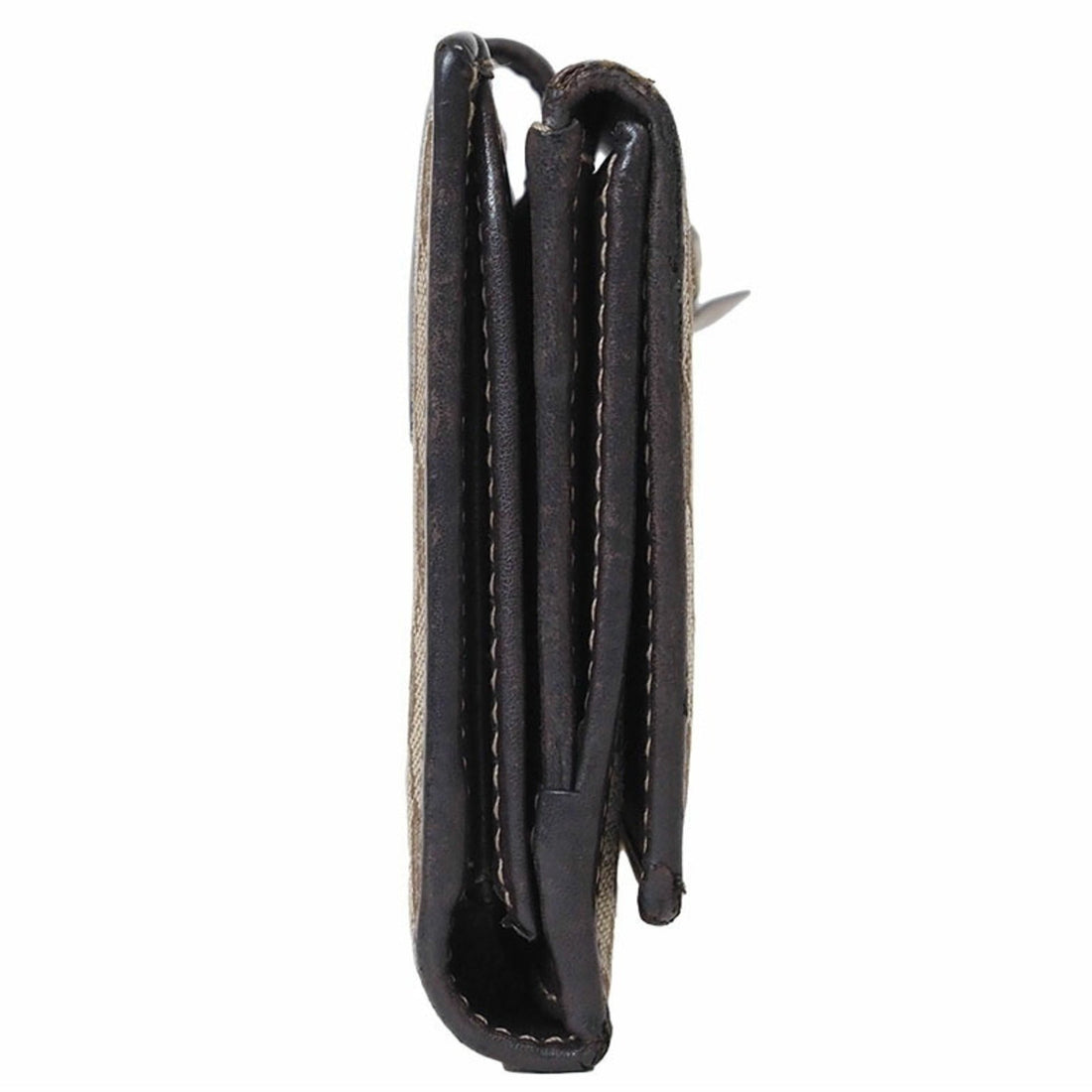 Gucci Brown Canvas Leather Long Wallet (Bi-Fold)