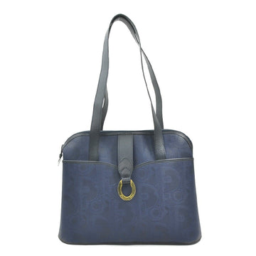 Christian Dior Navy Coated Canvas Leather Shoulder Bag ()