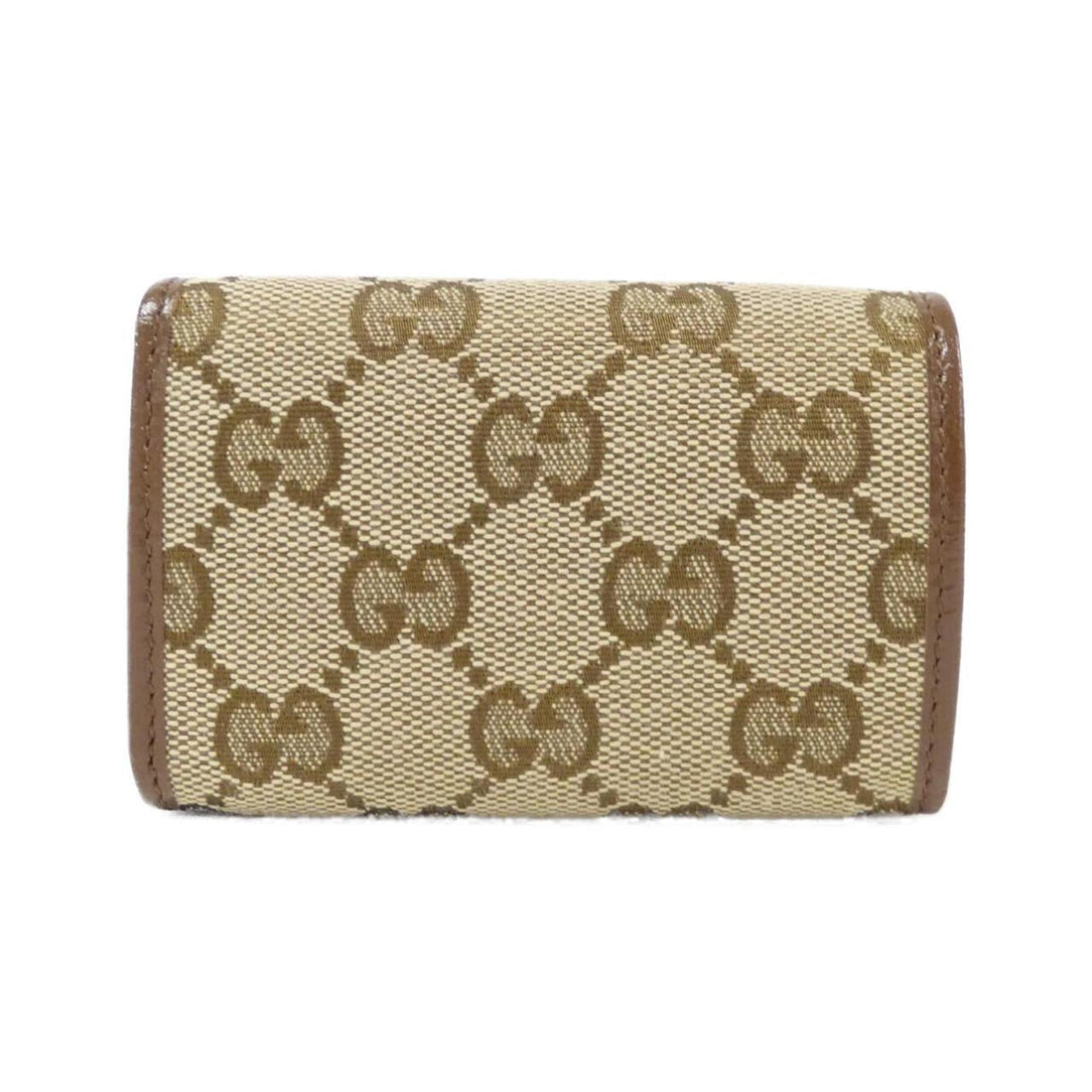 Gucci Beige Brown Gg Canvas Leather Wallet (Tri-Fold)