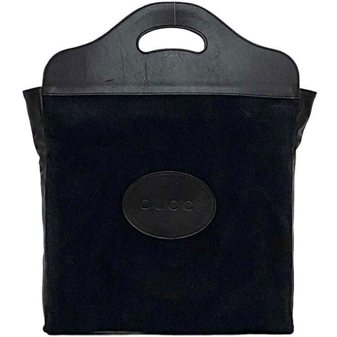 Gucci Black Suede Leather Handbag Tote Bag