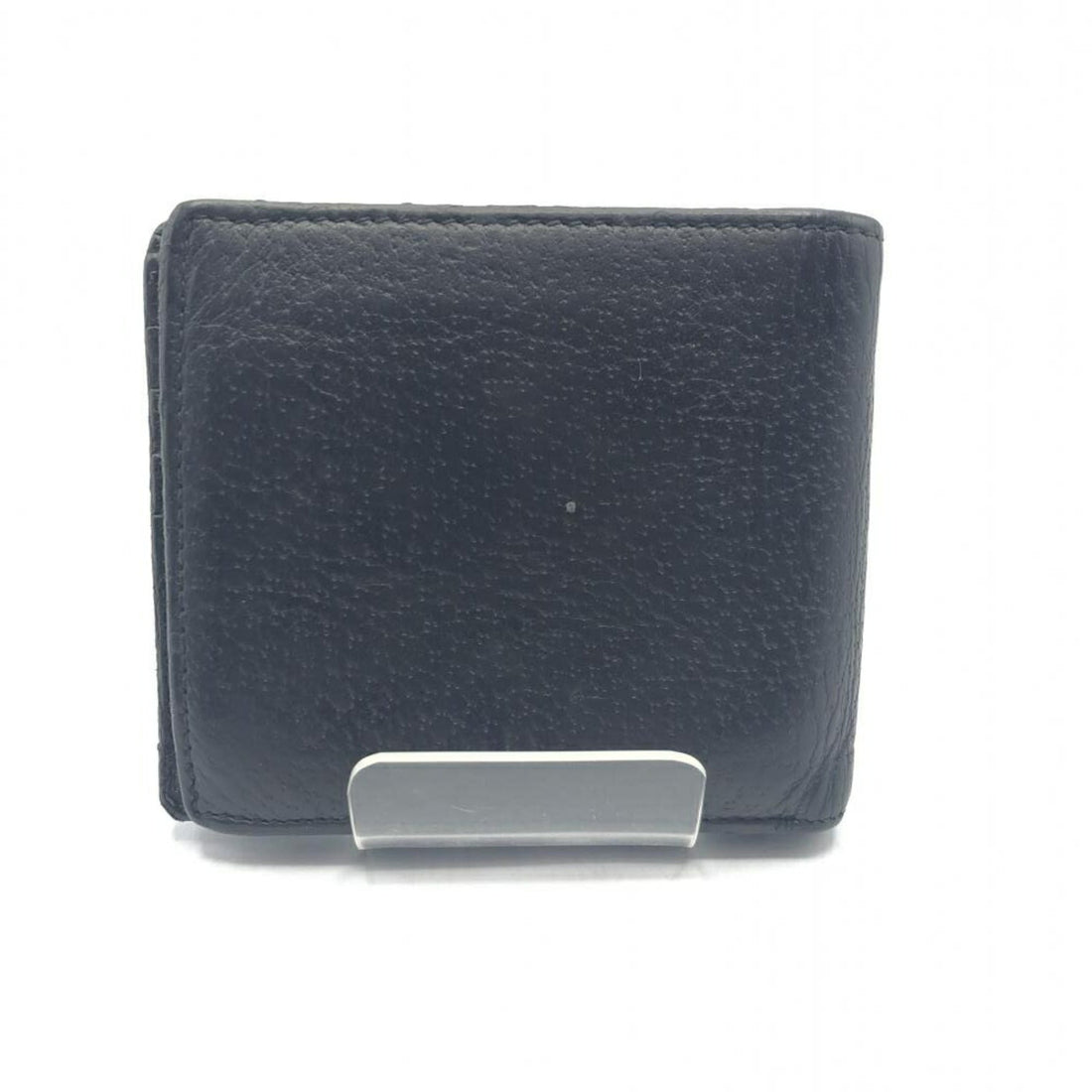 Gucci Black Gray Navy Leather Middle Wallet (Bi-Fold)