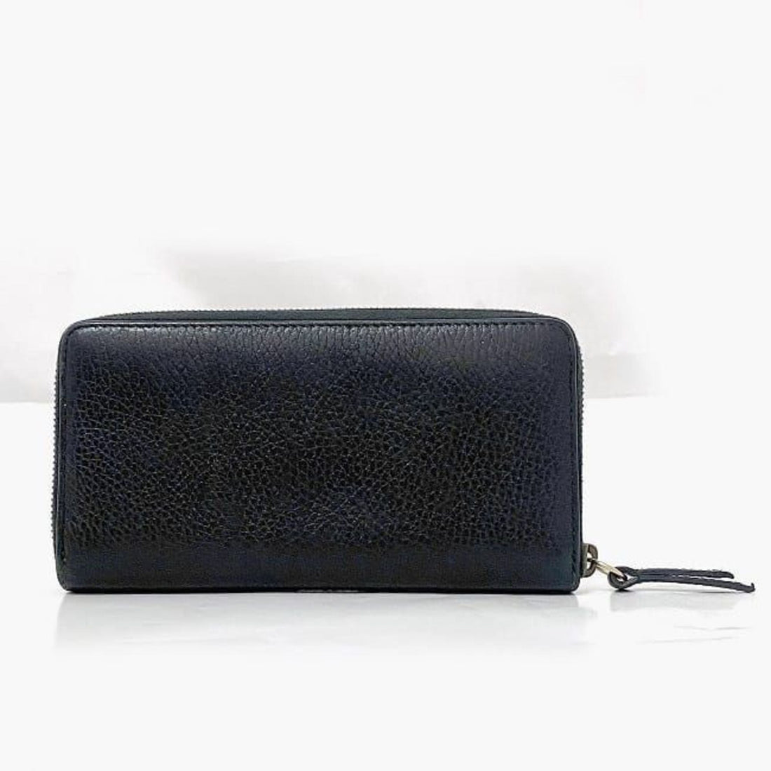Gucci Black Silver Leather Long Wallet (Bi-Fold)