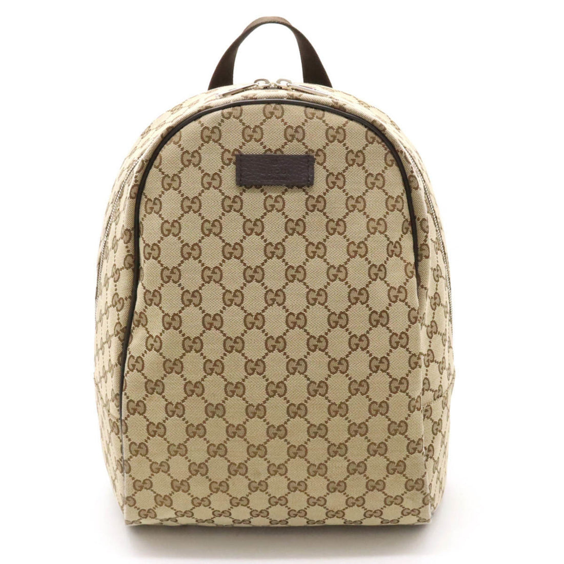 Gucci Beige Dark Brown Canvas Leather Backpack