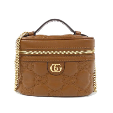 Gucci Brown Leather Shoulder Bag Vanity Bag